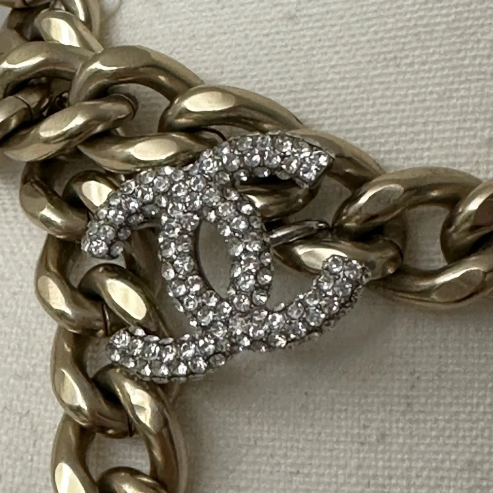 Chanel necklace gold color & Strauss CC Bolero NWT, Full Set - Picture 4 of 16